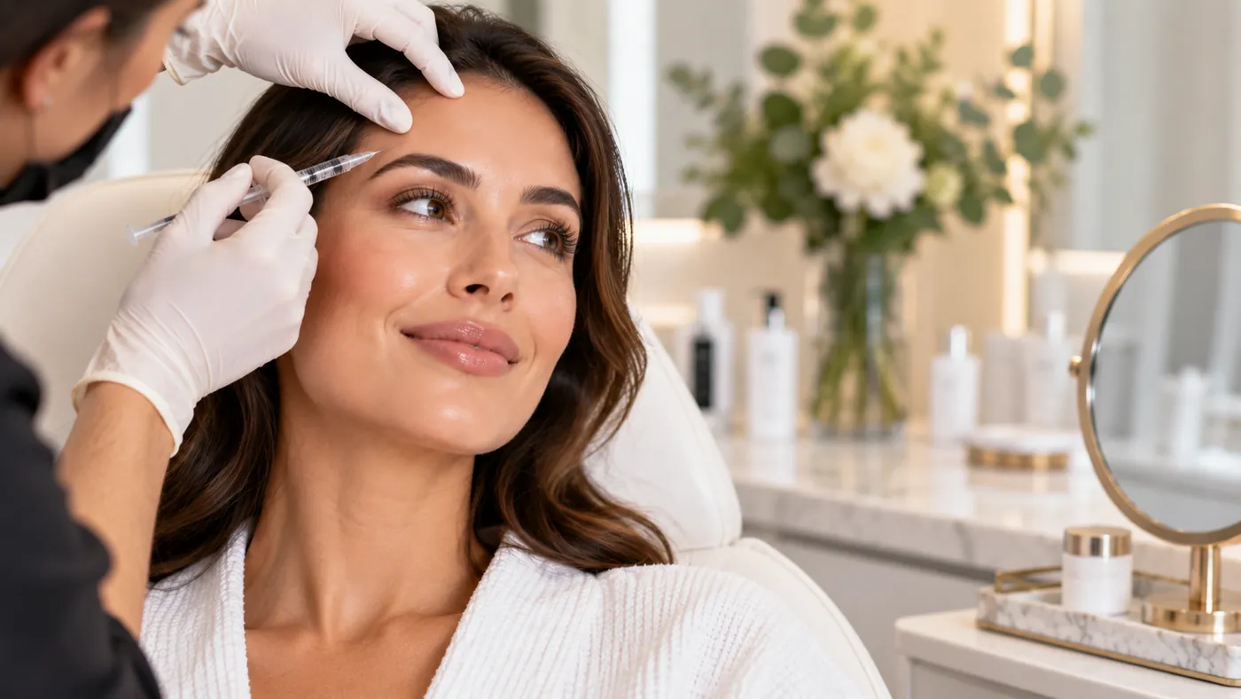 First-time Botox patient receiving a forehead treatment at a Glendale aesthetic clinic